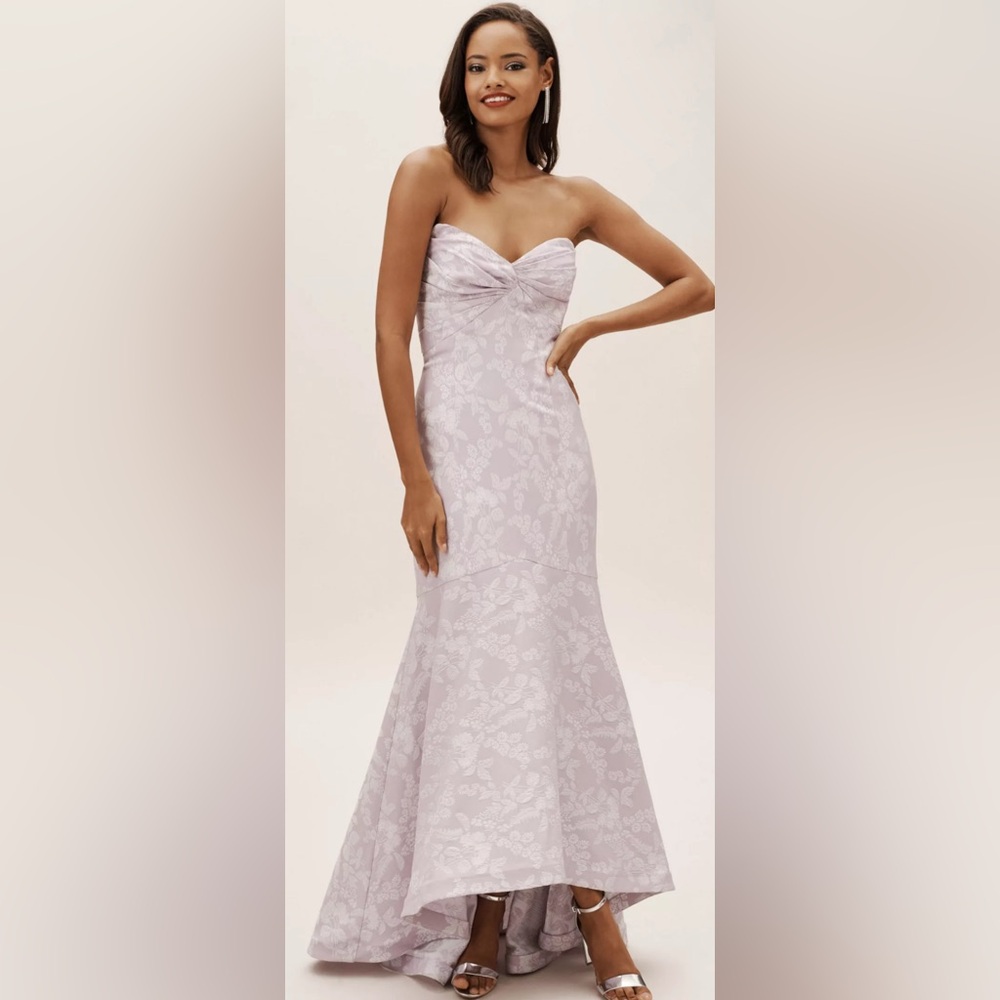 NWOT Monique Lhuillier Lilac Jenner Strapless Floral Maxi Gown Dress
